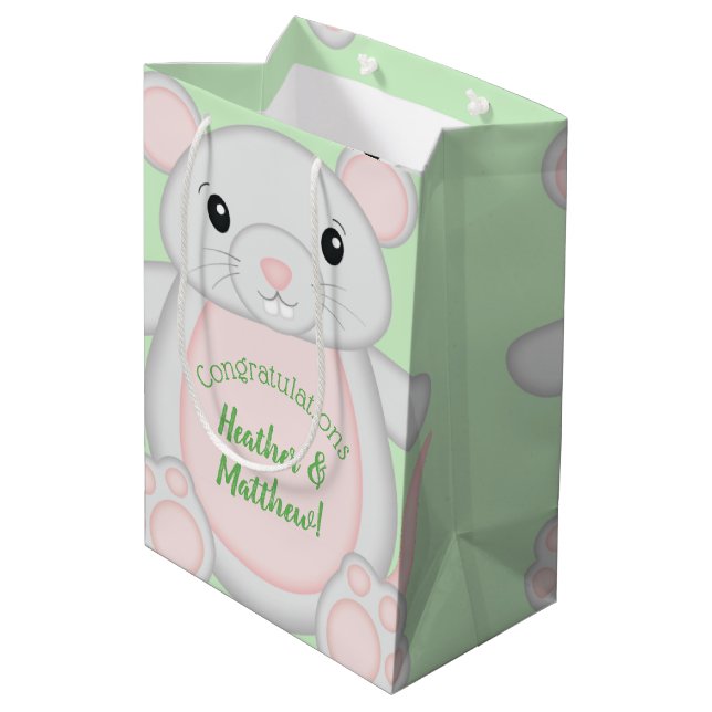 Mouse Baby Shower Medium Gift Bag (Back Angled)