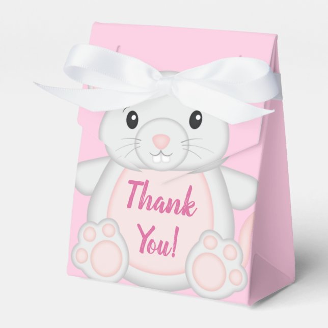 Mouse Baby Shower Pink Favor Boxes (Front Side)
