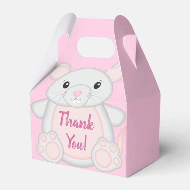 Mouse Baby Shower Pink Favor Boxes (Front Side)