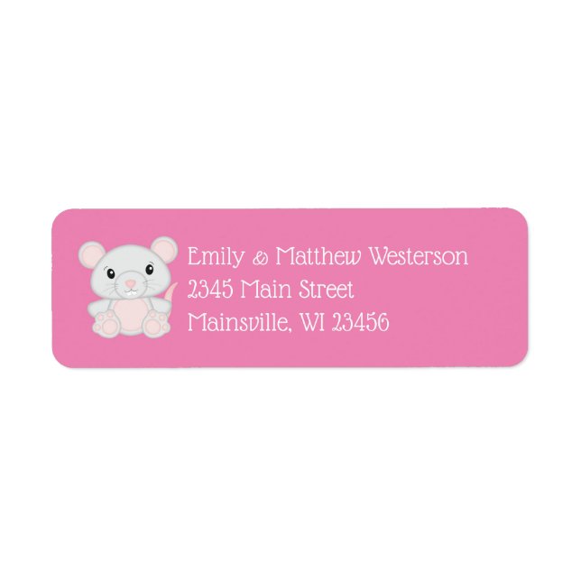 Mouse Baby Shower Pink Label (Front)