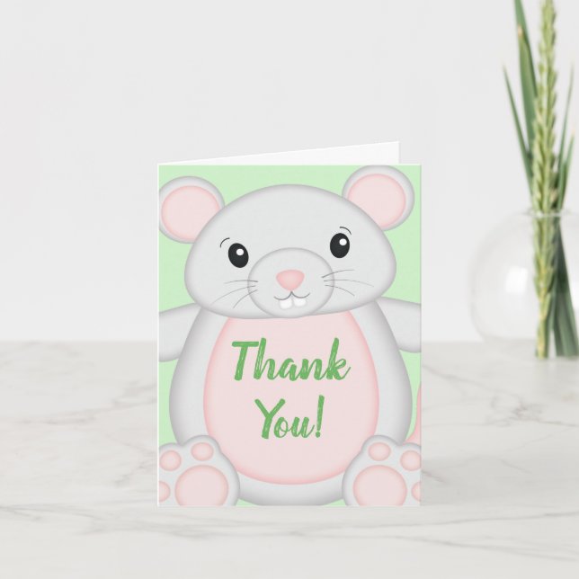 Mouse Baby Shower Thank You Card (Front)