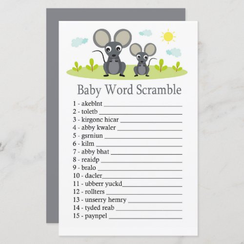 Mouse Baby word scramble game