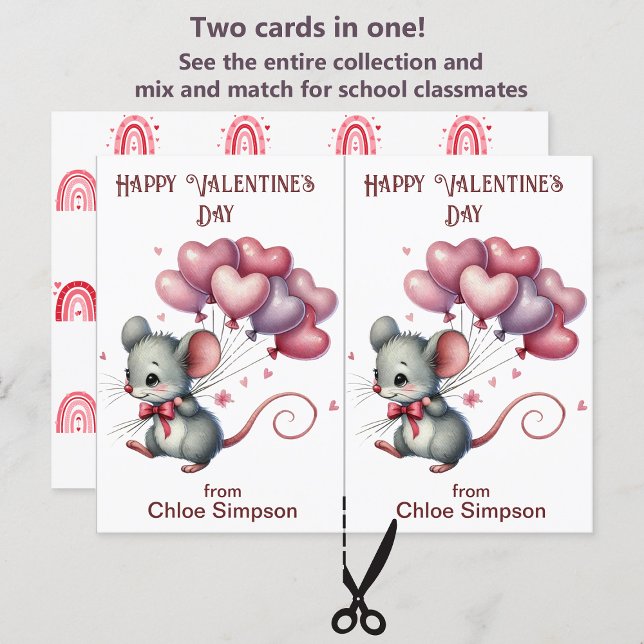 Mouse Balloons Kid's Valentine Classroom Card (Creator Uploaded)