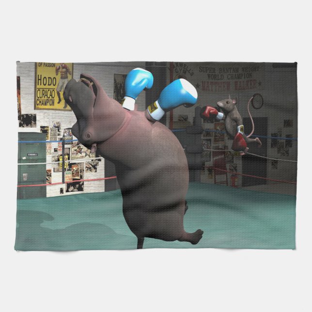 Mouse Beats Hippo KO Towel (Horizontal)