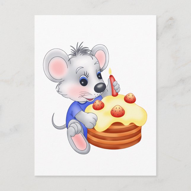 mouse birthday cake postcard (Front)