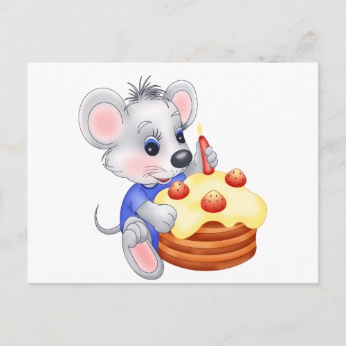 mouse birthday cake postcard