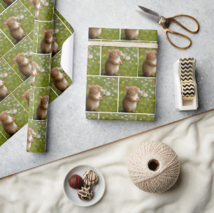 Mouse Blowing Dandelion Seeds Wrapping Paper