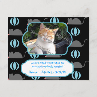 Mouse Boy Cat Adoption Photo Announcement Cards