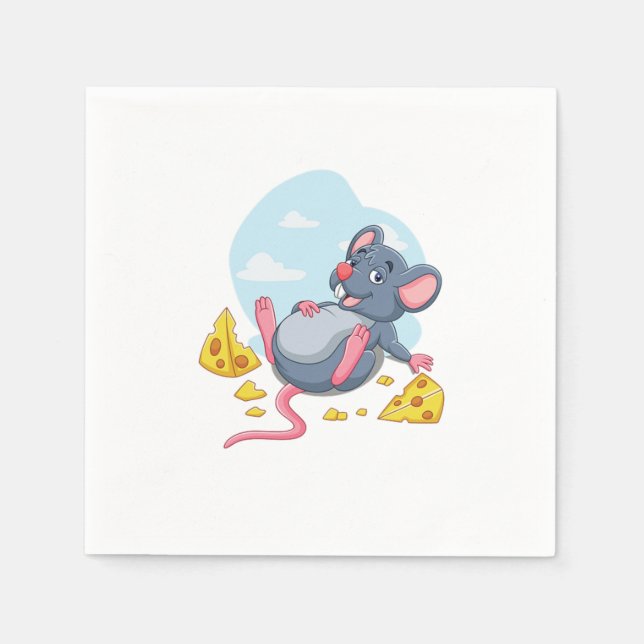 Mouse Cheese Rat Mice Animal Pet Rodent Gift Napkins (Front)