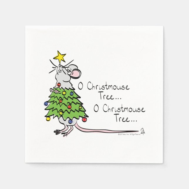 Mouse Christmas Funny Kids Napkins (Front)