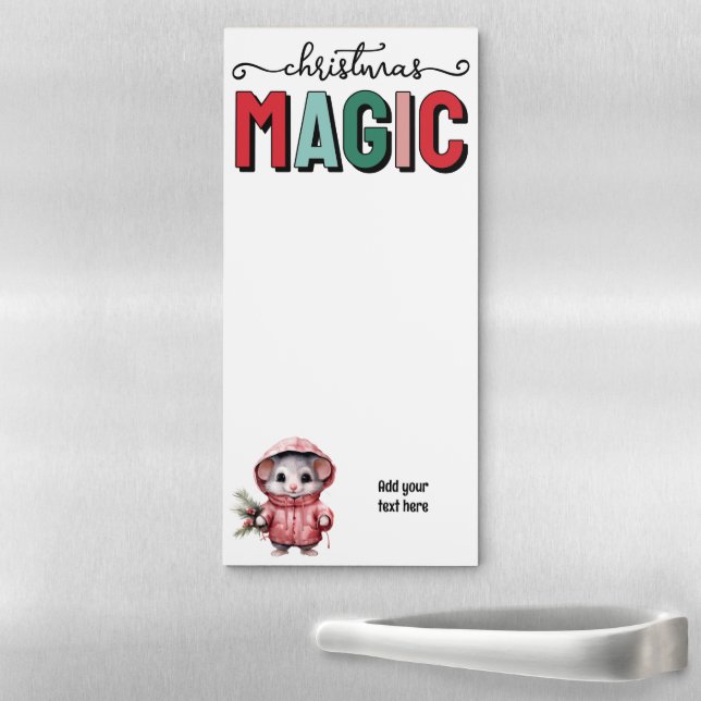 Mouse Christmas magic personalize Magnetic Notepad (In Situ)