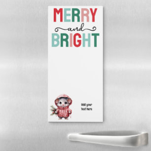 Mouse Christmas merry and bright personalize Magnetic Notepad