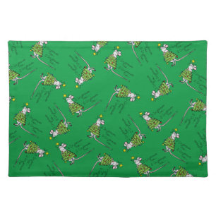 Mouse Christmas Tree Funny Kids Cloth Placemat