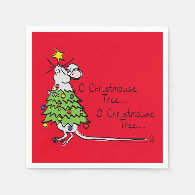 Mouse Christmas Tree Funny Kids Napkins (Front)