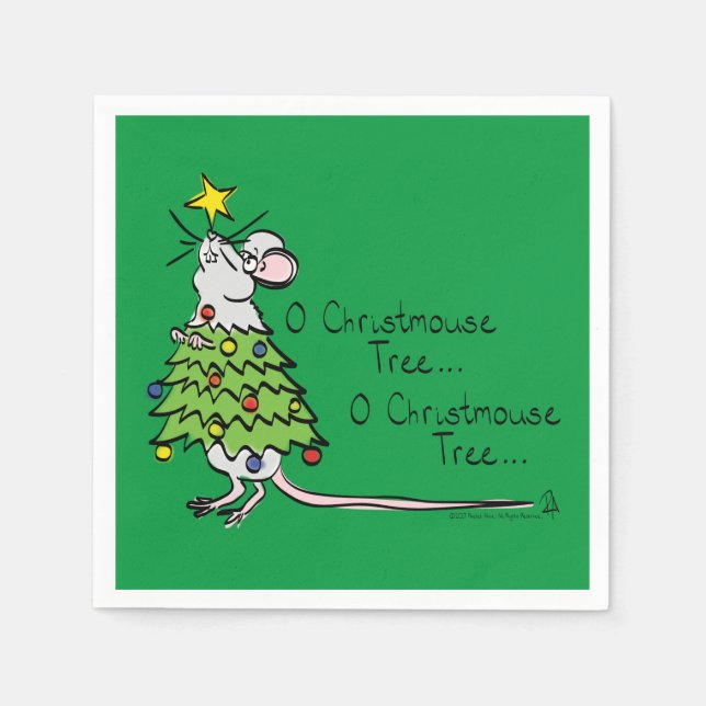 Mouse Christmas Tree Funny Kids Napkins (Front)