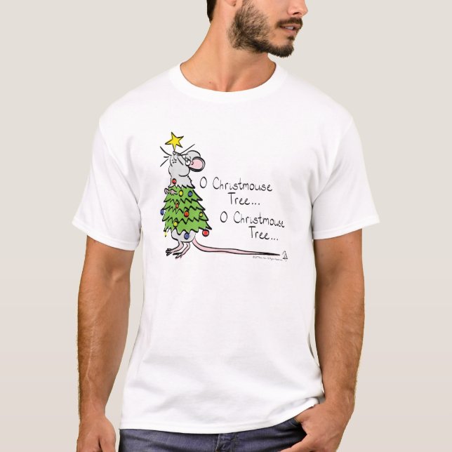 Mouse Christmas Tree Funny Kids T-Shirt (Front)