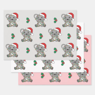 Mouse Christmas Winter Animals Holiday Mice Wrapping Paper Sheets
