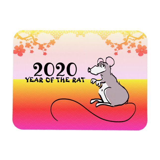 Mouse Comics Lunar Rat New Year 2020 Spring PM Magnet (Horizontal)