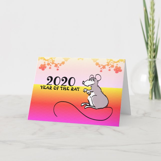 Mouse Comics Lunar Rat New Year Spring GC Holiday Card (Front)