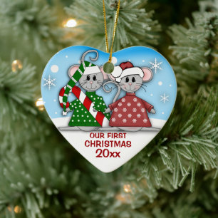 Mouse Couple First Christmas Ornament