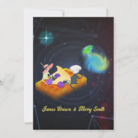 Mouse Couple in Love Flying Waffle Space Wedding
