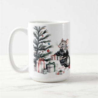 Mouse Couple with Christmas Tree Holiday Mug