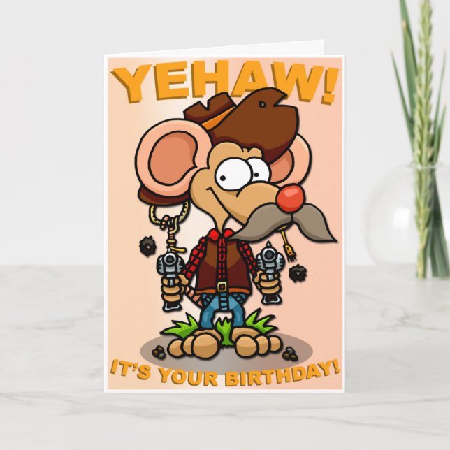 Mouse Cowboy Birthday Card (Front)