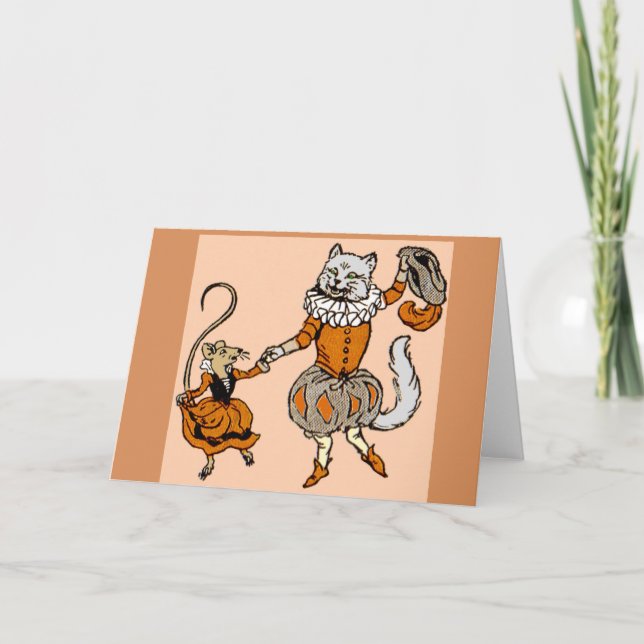 mouse dancing with a cat card (Front)