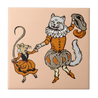 mouse dancing with a cat ceramic tile