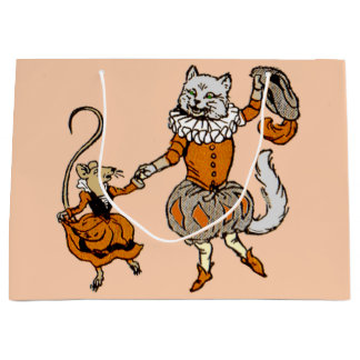 mouse dancing with a cat large gift bag