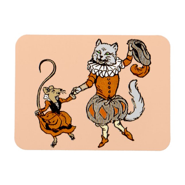 mouse dancing with a cat magnet (Horizontal)