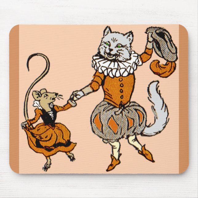 mouse dancing with a cat mouse pad (Front)