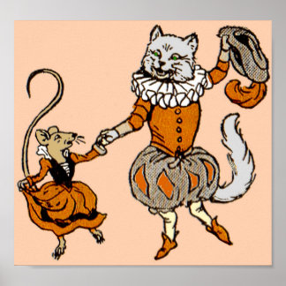 mouse dancing with a cat poster