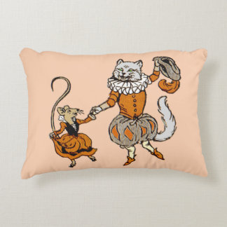 mouse dancing with a cat print accent pillow