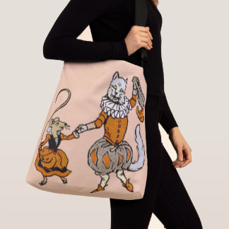 mouse dancing with a cat print crossbody bag