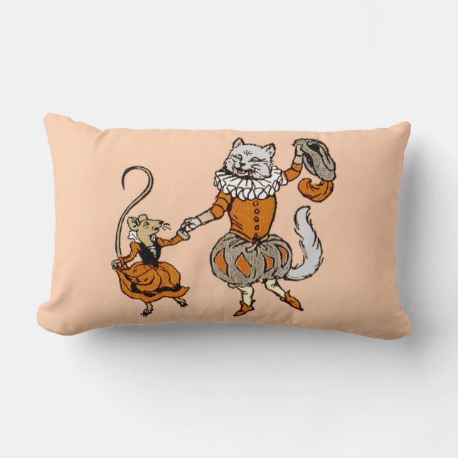 mouse dancing with a cat print lumbar pillow (Front)