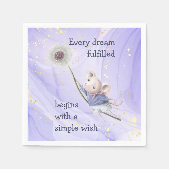 Mouse Dandelion Every Dream Simple Wish  Napkins (Front)