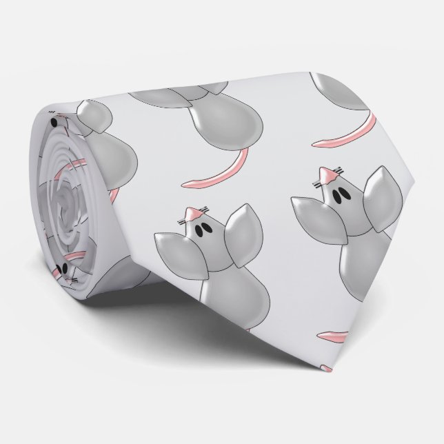 Mouse Design Neck Tie (Rolled)
