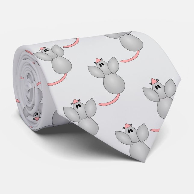 Mouse Design Neck Tie (Rolled)