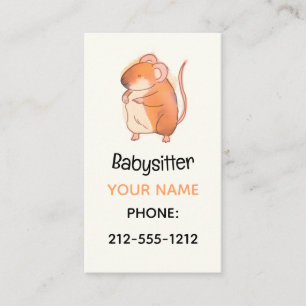 Mouse Doodle Babysitter QR Code Business Card