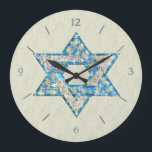 Mouse Drawn Gem Decorated Star Of David Large Clock<br><div class="desc">Gems and sparklies filling in the shape of the Star of David make this a very special gift for yourself or friends and family this Hanukkah.</div>