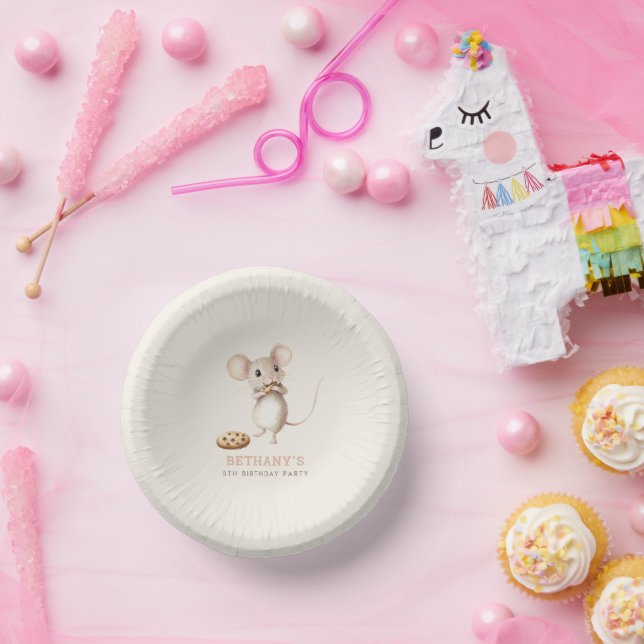 Mouse eating Cookies 5th Birthday Party Paper Bowls (Party)