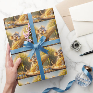 Mouse Eating Corn On The Cob Wrapping Paper