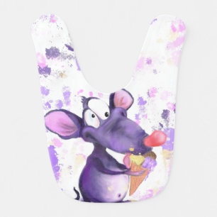 Mouse Eating Ice Cream Funny Baby Bib