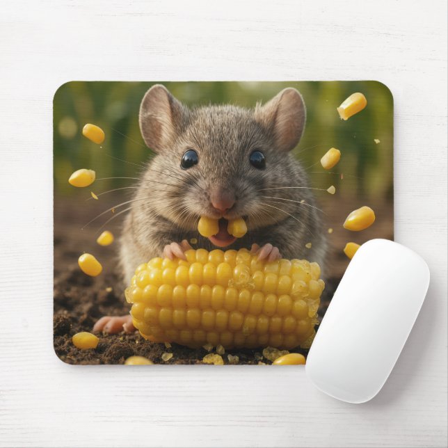 Mouse Enjoying an Ear of Corn Pad (With Mouse)