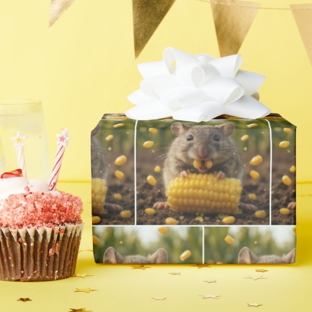 Mouse Enjoying an Ear of Corn Wrapping Paper (Birthday Party)