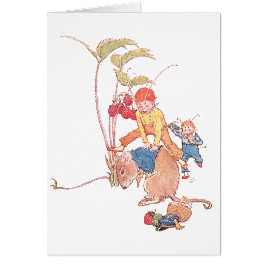 Mouse & Fairies Playing Leapfrog Cards (Front)