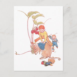 Mouse & Fairies Playing Leapfrog Postcard
