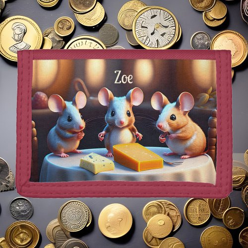 Mouse family at the dining table _  trifold wallet