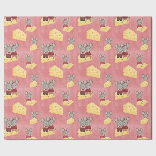Mouse Family | Cute and Cheesy Wrapping Paper (Seam)